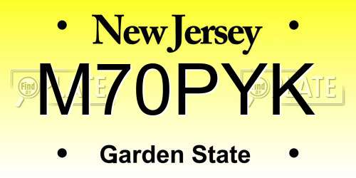 M70PYK New Jersey License Plate