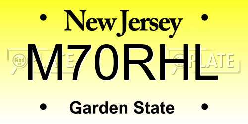 M70RHL New Jersey License Plate