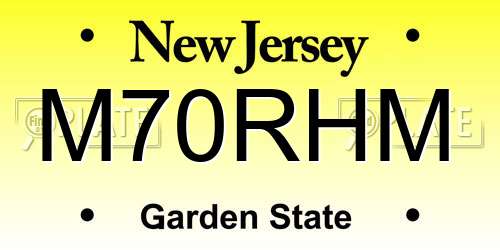 M70RHM New Jersey License Plate