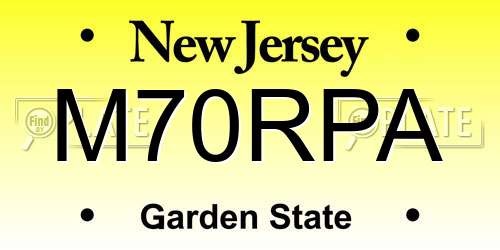 M70RPA New Jersey License Plate