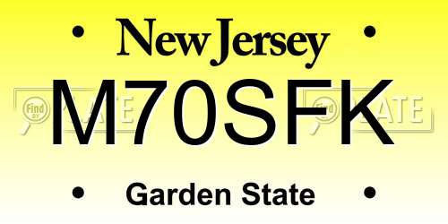 M70SFK New Jersey License Plate