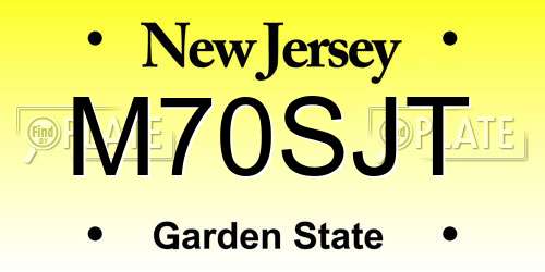 M70SJT New Jersey License Plate