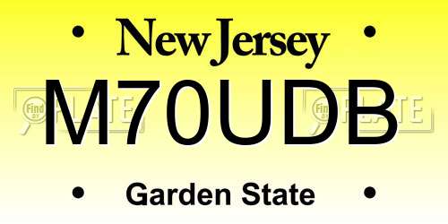M70UDB New Jersey License Plate