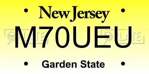 M70UEU New Jersey License Plate