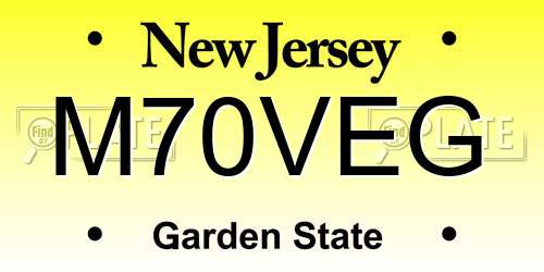 M70VEG New Jersey License Plate