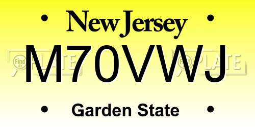 M70VWJ New Jersey License Plate