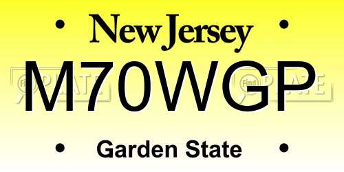 M70WGP New Jersey License Plate