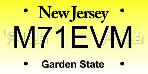 M71EVM New Jersey License Plate