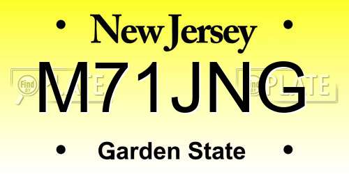 M71JNG New Jersey License Plate