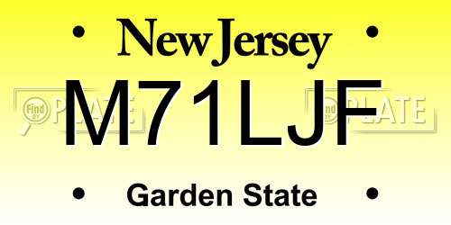 M71LJF New Jersey License Plate