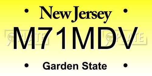 M71MDV New Jersey License Plate