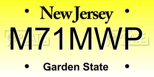 M71MWP New Jersey License Plate