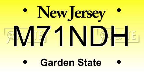 M71NDH New Jersey License Plate