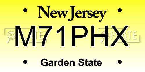 M71PHX New Jersey License Plate