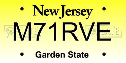 M71RVE New Jersey License Plate