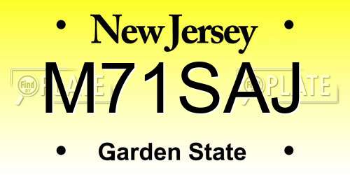 M71SAJ New Jersey License Plate