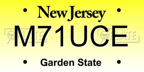 M71UCE New Jersey License Plate