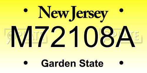 M72108A New Jersey License Plate