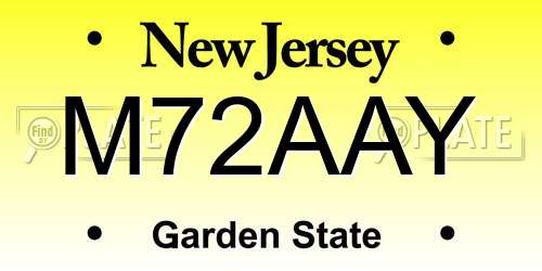 M72AAY New Jersey License Plate