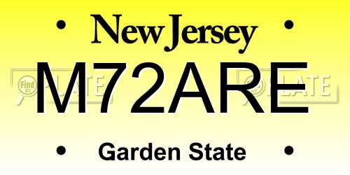 M72ARE New Jersey License Plate