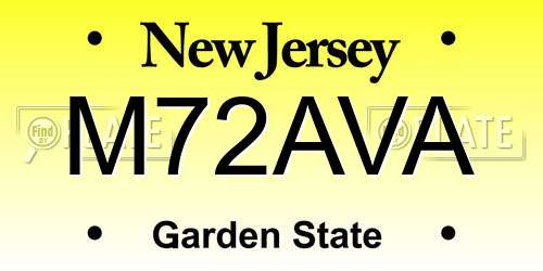 M72AVA New Jersey License Plate