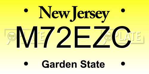 M72EZC New Jersey License Plate