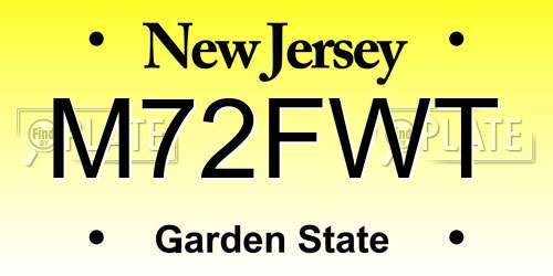 M72FWT New Jersey License Plate