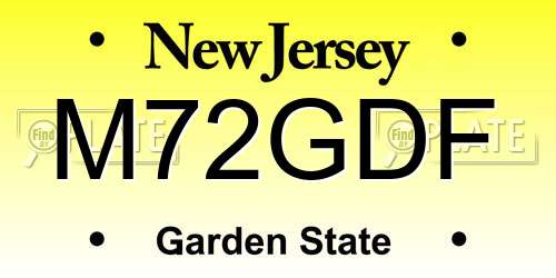 M72GDF New Jersey License Plate