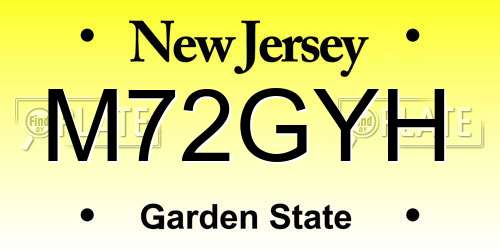 M72GYH New Jersey License Plate