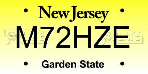 M72HZE New Jersey License Plate