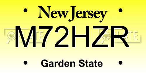 M72HZR New Jersey License Plate