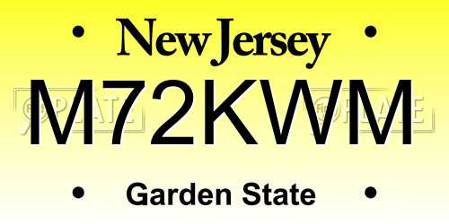 M72KWM New Jersey License Plate