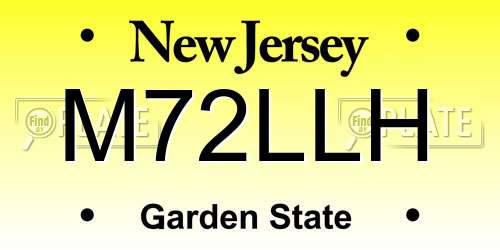M72LLH New Jersey License Plate