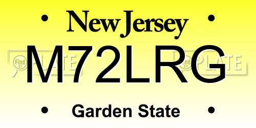 M72LRG New Jersey License Plate