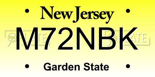 M72NBK New Jersey License Plate