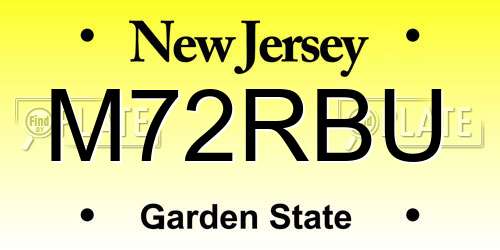 M72RBU New Jersey License Plate