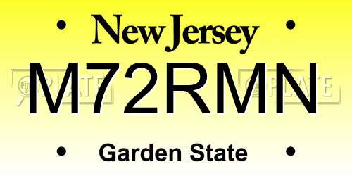M72RMN New Jersey License Plate