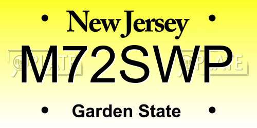 M72SWP New Jersey License Plate