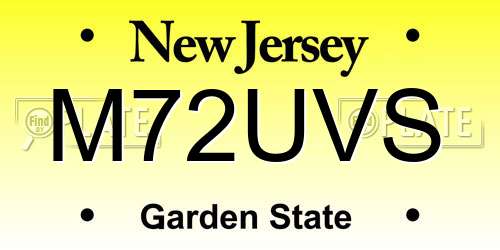 M72UVS New Jersey License Plate