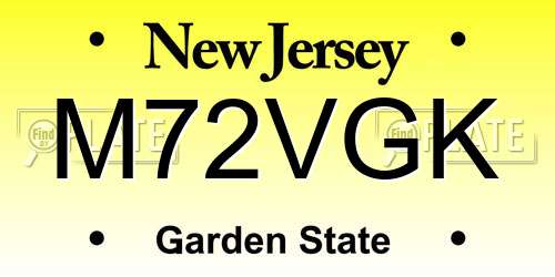 M72VGK New Jersey License Plate