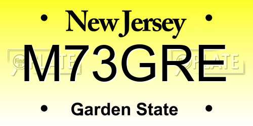 M73GRE New Jersey License Plate