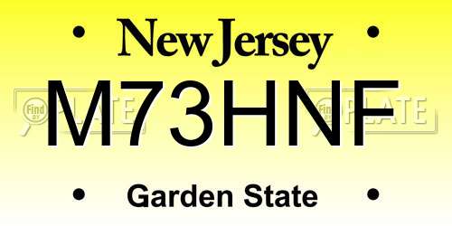 M73HNF New Jersey License Plate