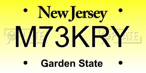M73KRY New Jersey License Plate