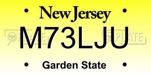 M73LJU New Jersey License Plate