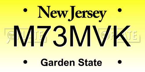 M73MVK New Jersey License Plate