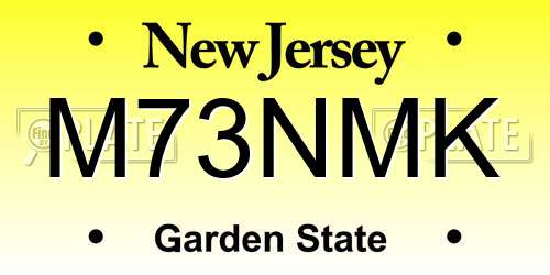 M73NMK New Jersey License Plate