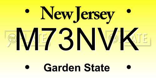 M73NVK New Jersey License Plate