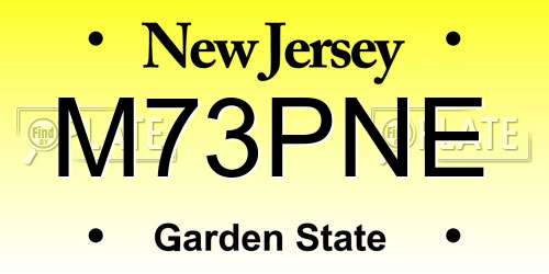 M73PNE New Jersey License Plate