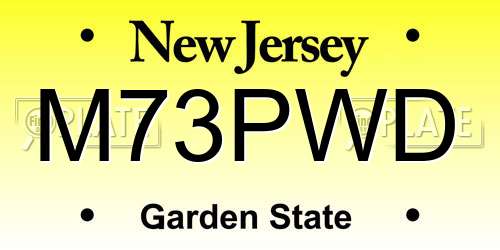 M73PWD New Jersey License Plate