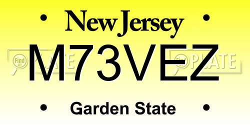 M73VEZ New Jersey License Plate